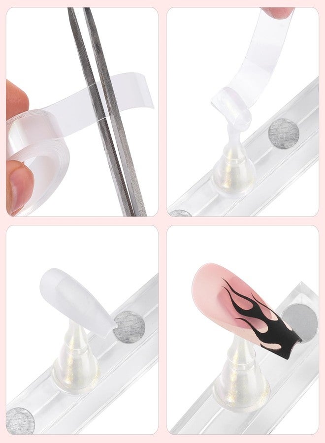 Etercycle Nail Stand Acrylic Nail Art Display Stand Practice Nail Holder for Painting Nails Magnetic Practice Stands with Double-sided Tape For Home DIY Salon Supplies (White with gold) - Image 4